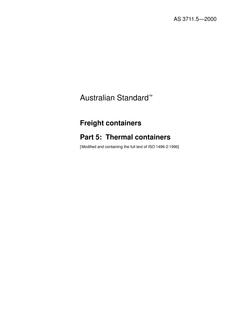 AS 3711.5: 01/24/2000 Freight containers, Part 5: Thermal containers