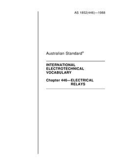 AS 1852.446: 01/01/1988 International electrotechnical vocabulary – Electrical relays