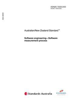 AS/NZS 15939: 03/25/2003 Software engineering – Software measurement process