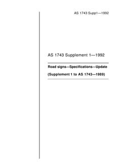 AS 1743 SUPP 1: 01/01/1992 Road signs – Specifications – Update (Supplement to AS 1743-1992)