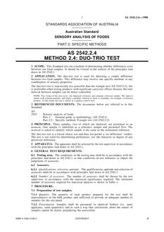 AS 2542.2.4: 01/01/1988 Sensory analysis of foods – Specific methods – Duo-trio test