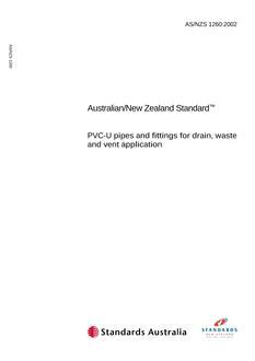 AS/NZS 1260: 08/01/2002 PVC-U pipes and fittings for drain, waste and vent application