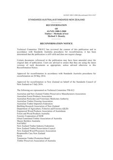 AS/NZS 1080.3: 05/12/2000 Timber – Methods of test, Method 3: Density AS/NZS 1080.3: 05/12/2000 Timber – Methods of test, Method 3: Density