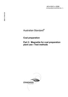 AS 4156.3: 06/30/2008 Coal preparation, Part 3: Magnetite for coal preparation plant use – Test methods