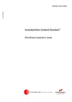 AS/NZS 4272: 05/05/2001 Shorthand reporters tests