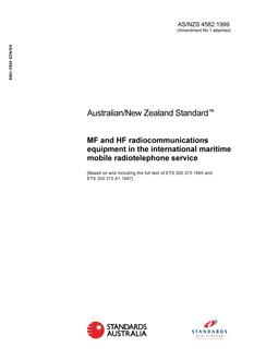 AS/NZS 4582: 06/05/1999 MF and HF radiocommunications equipment in the international maritime mobile radiotelephone service