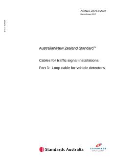 AS/NZS 2276.3: 05/30/2002 Cables for traffic signal installations, Part 3: Loop cable for vehicle detectors