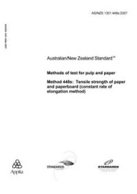 AS/NZS 1301.448S: 02/12/2007 Methods of test for pulp and paper, Method 448S: Tensile strength of paper and paperboard (constant rate of elongation method)