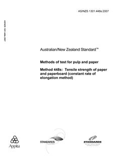 AS/NZS 1301.448S: 02/12/2007 Methods of test for pulp and paper, Method 448S: Tensile strength of paper and paperboard (constant rate of elongation method)