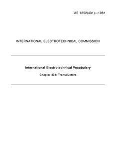 AS 1852.431: 12/31/1980 International electrotechnical vocabulary – Transductors