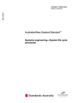 AS/NZS 15288: 03/03/2003 Systems engineering – System life cycle processes