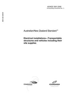 AS/NZS 3001: 12/05/2008 Electrical installations – Transportable structures and vehicles including their site supplies