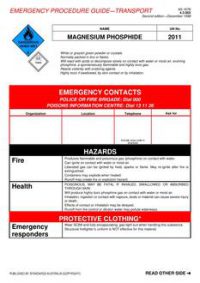 AS 1678.4.3.002: 01/01/1998 Emergency procedure guide – Transport – Magnesium phosphide