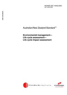 AS/NZS ISO 14042: 02/16/2001 Environmental management – Life cycle assessment – Life cycle impact assessment