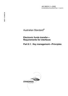 AS 2805.6.1: 01/01/2002 Electronic funds transfer – Requirements for interfaces, Part 6.1: Key management – Principles