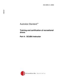 AS 4005.4: 01/01/2000 Training and certification of recreational divers – SCUBA instructor