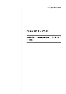 AS 3014: 12/31/1990 Electrical installations – Electric fences AS 3014: 12/31/1990 Electrical installations – Electric fences