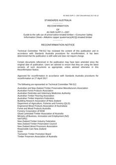 AS 5605 SUPP 2: 03/22/2007 Guide to the safe use of preservative-treated timber – Consumer safety information sheet – Alkaline copper quaternary-treated timber