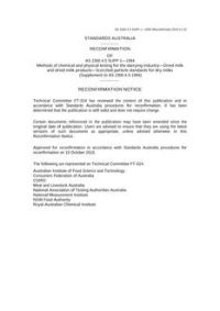 AS 2300.4.5 SUPP 1: 12/05/1994 Methods of chemical and physical testing for the dairying industry, Method 4.5: Dried milk and dried milk products – Determination of scorched particles and extraneous matter – Scorched particle standards for dry milks (Supplement to