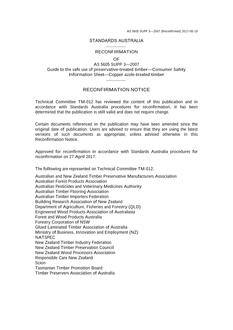 AS 5605 SUPP 3: 10/03/2003 Guide to the safe use of preservative-treated timber – Consumer Safety Information Sheet – Copper azole-treated timber