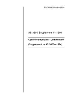 AS 3600 SUPP 1: 10/10/1994 Concrete structures – Commentary (Supplement to AS 3600-1994)