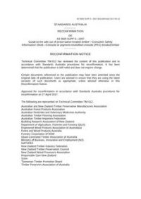 AS 5605 SUPP 5: 03/22/2007 Guide to the safe use of preservative-treated timber – Consumer Safety Information Sheet – Creosote or pigment-emulsified creosote-treated timber AS 5605 SUPP 5: 03/22/2007 Guide to the safe use of preservative-treated timber – Consumer Safety Information Sheet – Creosote or pigment-emulsified creosote-treated timber