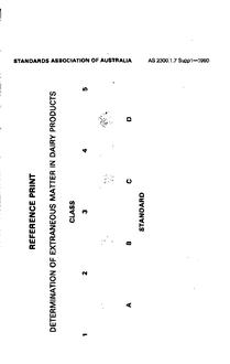 AS 2300.1.7 SUPP 1: 01/01/1992 Methods of chemical and physical testing for the dairying industry, Part 1.7: General methods and principles – Determination of extraneous matter in dairy products – Reference print (Supplement to AS 2300.1.7-1990)