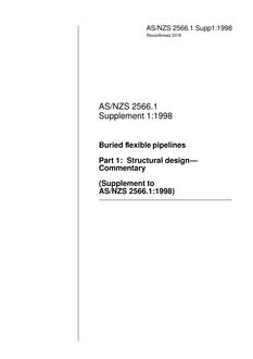 AS/NZS 2566.1 SUPP 1: 01/01/1998 Buried flexible pipelines – Structural design – Commentary (Supplement to AS/NZS 2566.1:1998)
