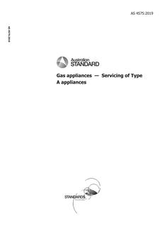 AS 4575: 08/09/2019 Gas appliances – Servicing of Type A appliances