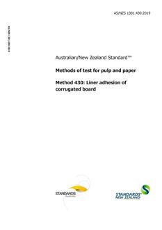 AS/NZS 1301.430: 10/11/2019 Methods of test for pulp and paper, Method 430: Liner adhesion of corrugated board