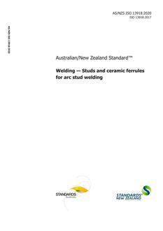 AS/NZS ISO 13918: 01/17/2020 Welding – Studs and ceramic ferrules for arc stud welding