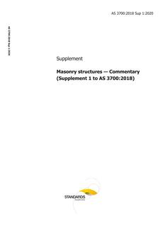 AS 3700 Sup 1: 01/24/2020 Masonry structures – Commentary (Supplement 1 to AS 3700:2018)