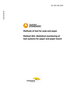 AS 1301.402: 12/13/2019 Methods of test for pulp and paper, Method 402: Statistical monitoring of test systems for paper and paper board