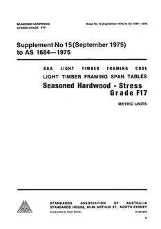 AS 1684 SUPP 15: 01/01/1975 Light timber framing span tables – Seasoned hardwood – Stress Grade F17