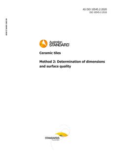AS ISO 10545.2: 03/06/2020 Ceramic tiles, Method 2: Determination of dimensions and surface quality