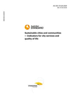 AS ISO 37120: 03/20/2020 Sustainable cities and communities – Indicators for city services and quality of life