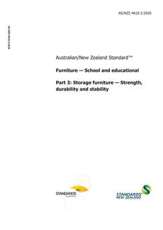 AS/NZS 4610.3: 03/20/2020 Furniture – School and educational, Part 3: Storage furniture – Strength, durability and stability