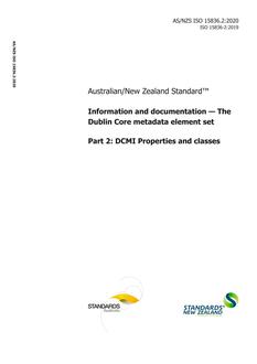 AS/NZS ISO 15836.2: 05/15/2020 Information and documentation – The Dublin Core metadata element set, Part 2: DCMI Properties and classes