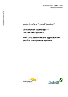 AS/NZS ISO/IEC 20000.2: 05/15/2020 Information technology – Service management, Part 2: Guidance on the application of service management systems