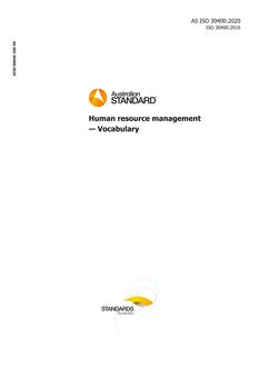 AS ISO 30400: 05/29/2020 Human resource management – Vocabulary