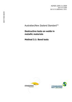 AS/NZS 2205.3.1: 06/05/2020 Destructive tests on welds in metallic materials, Method 3.1: Bend tests