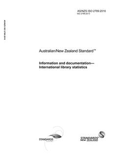 AS/NZS ISO 2789: 02/24/2016 Information and documentation – International library statistics