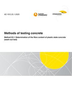AS 1012.25.1: 08/07/2020 Methods of testing concrete, Method 25.1: Determination of the fibre content of plastic state concrete (wash-out test)