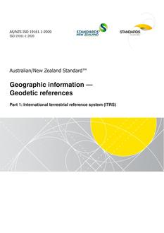 AS/NZS ISO 19161.1: 08/28/2020 Geographic information – Geodetic references, Part 1: International terrestrial reference system (ITRS)