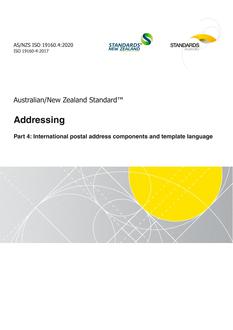 AS/NZS ISO 19160.4: 09/11/2020 Addressing, Part 4: International postal address components and template language