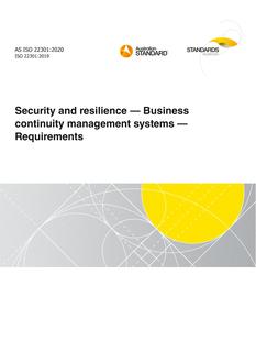 AS ISO 22301: 09/25/2020 Security and resilience – Business continuity management systems – Requirements