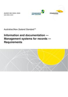 AS/NZS ISO 30301: 10/23/2020 Information and documentation – Management systems for records – Requirements
