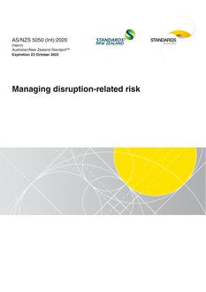 AS/NZS 5050 (Int): 10/23/2020 Managing disruption-related risk