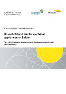 AS/NZS 60335.2.116: 11/27/2020 Household and similar electrical appliances – Safety, Part 2.116: Particular requirements for furniture with electrically motorised parts