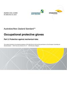 AS/NZS 2161.3: 12/11/2020 Occupational protective gloves, Part 3: Protection against mechanical risks